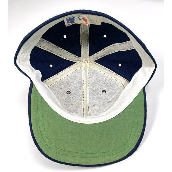 VTG 1950s MLB SMALL Navy Wool Blend Felt Minnesota Twins BASEBALL CAP USA Flaws - Picture 8 of 12